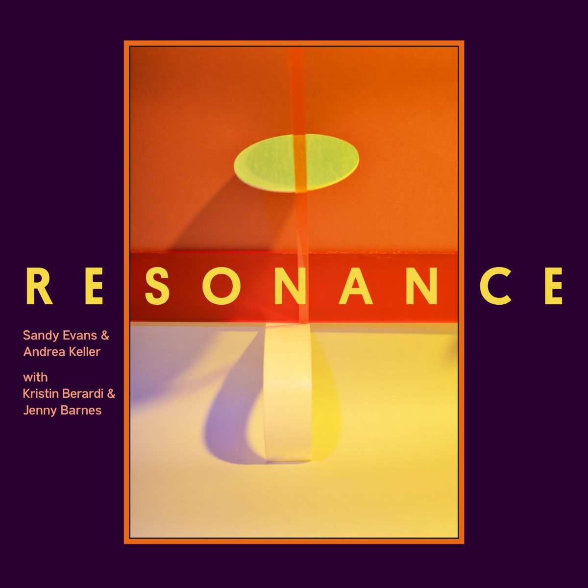 Resonance cover: a glowing orange panel on purple, the title in yellow capitals