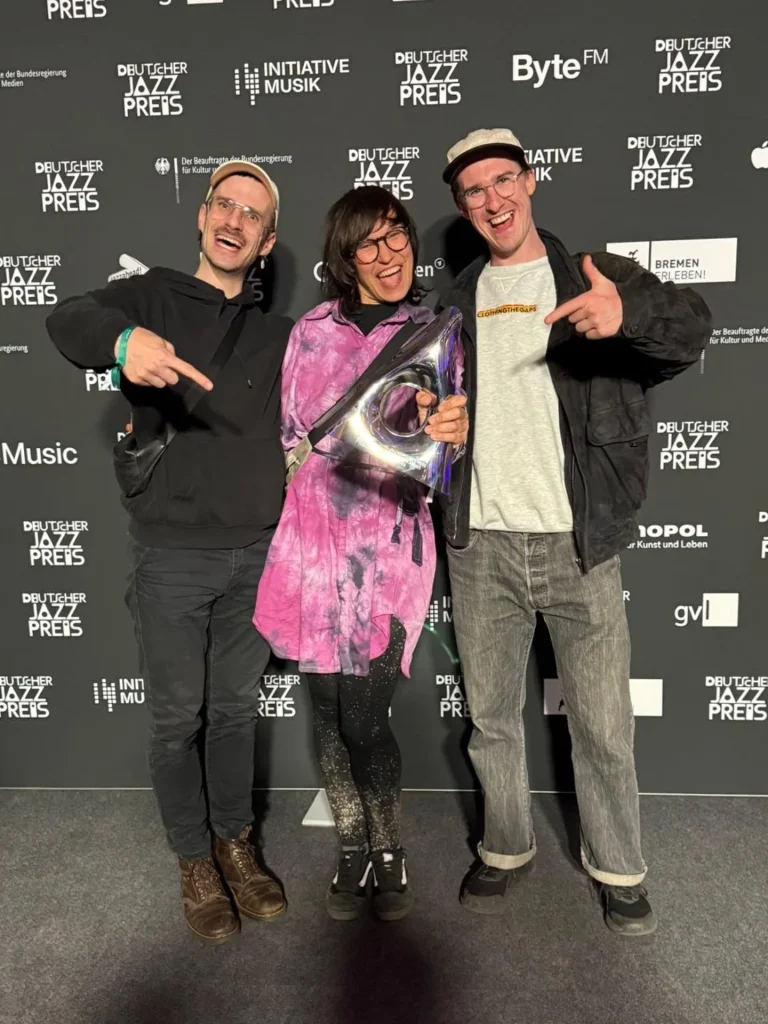 The Jazzwerkstatt Peitz team with the Deutscher Jazzpreis award